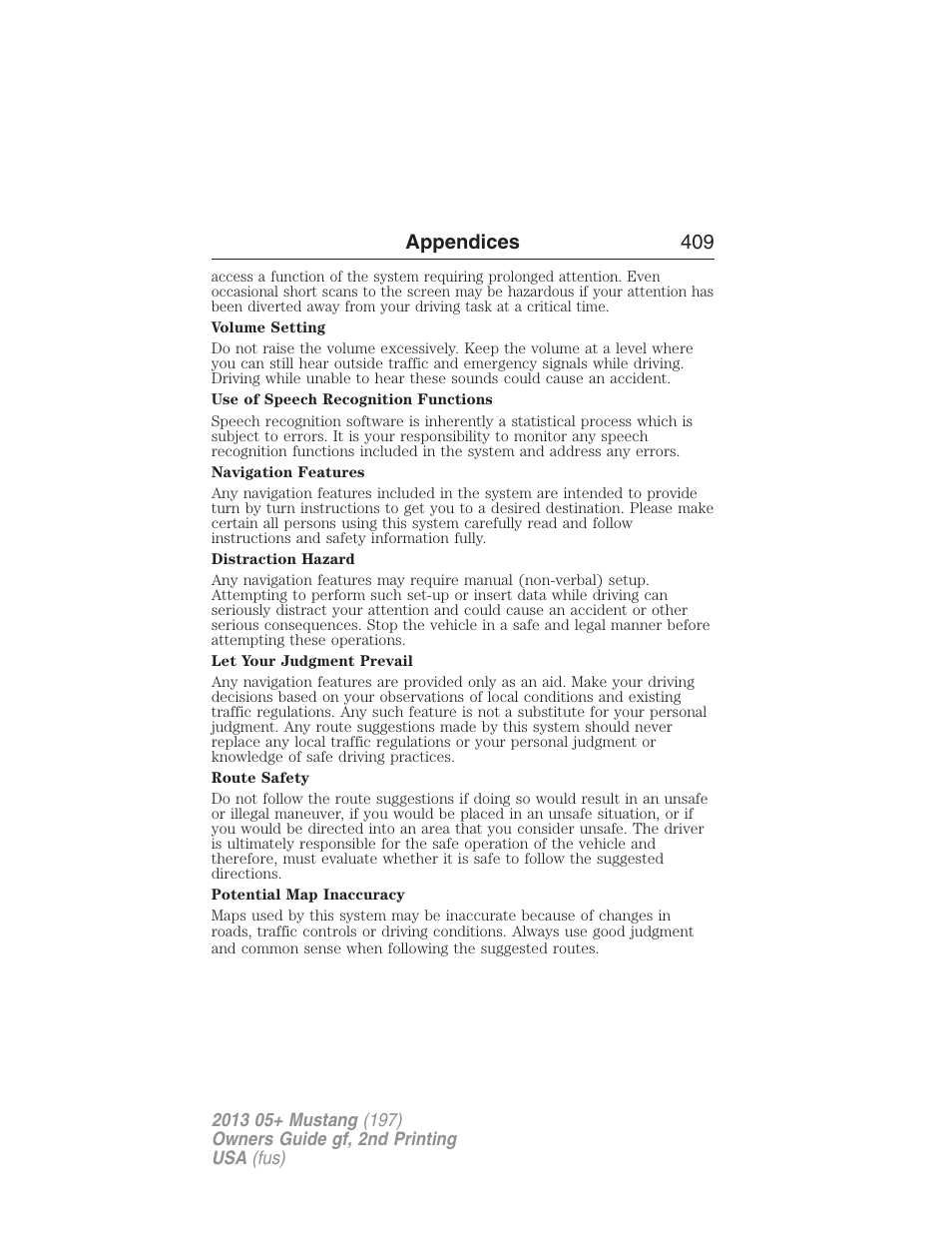 Appendices 409 | FORD 2013 Mustang v.2 User Manual | Page 409 / 427