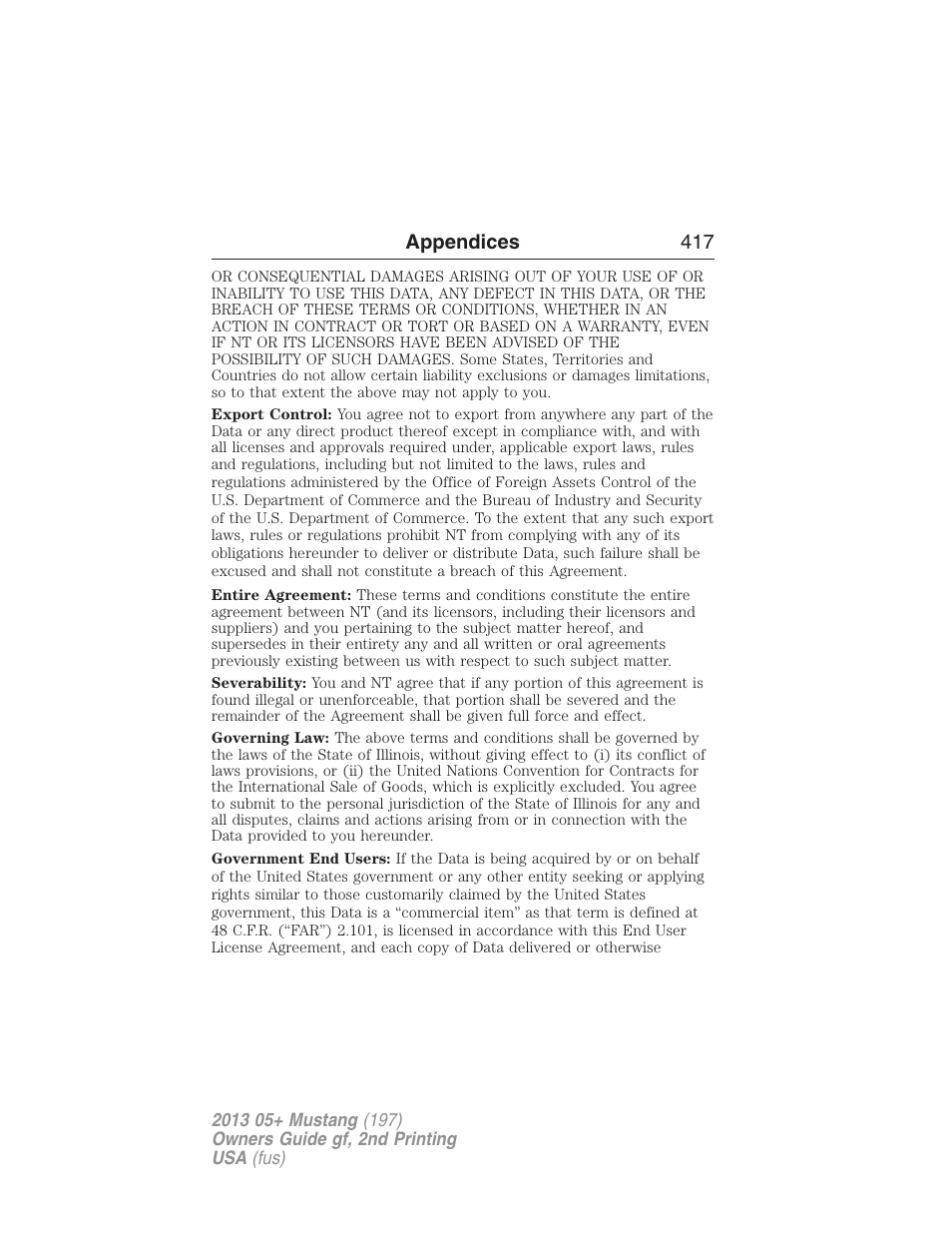 Appendices 417 | FORD 2013 Mustang v.2 User Manual | Page 417 / 427