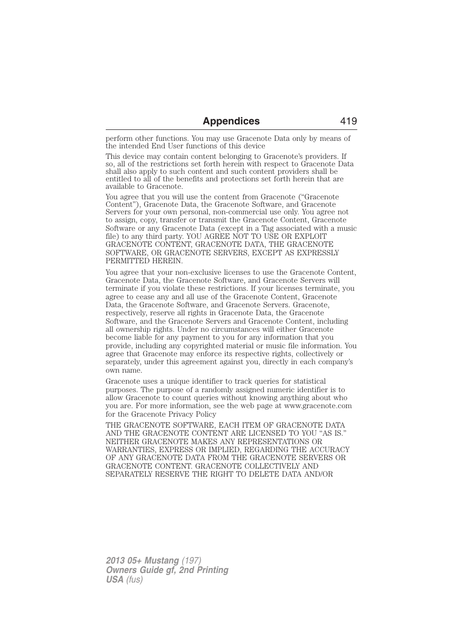 Appendices 419 | FORD 2013 Mustang v.2 User Manual | Page 419 / 427