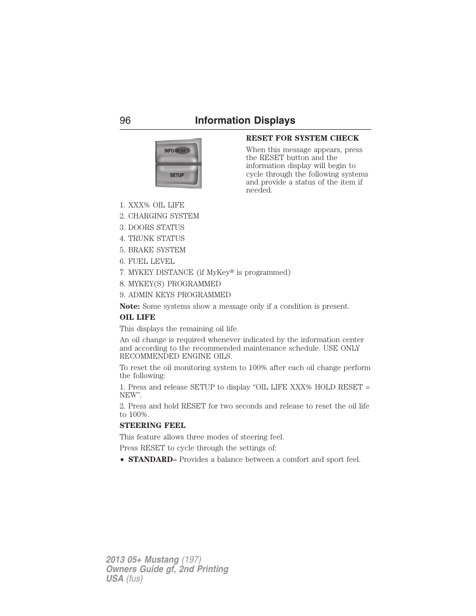96 information displays | FORD 2013 Mustang v.2 User Manual | Page 96 / 427