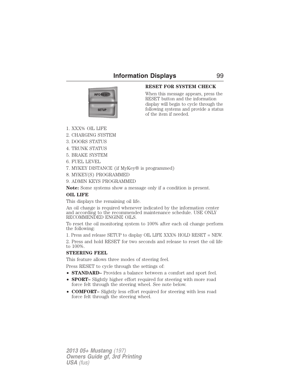 Information displays 99 | FORD 2013 Mustang v.3 User Manual | Page 100 / 447
