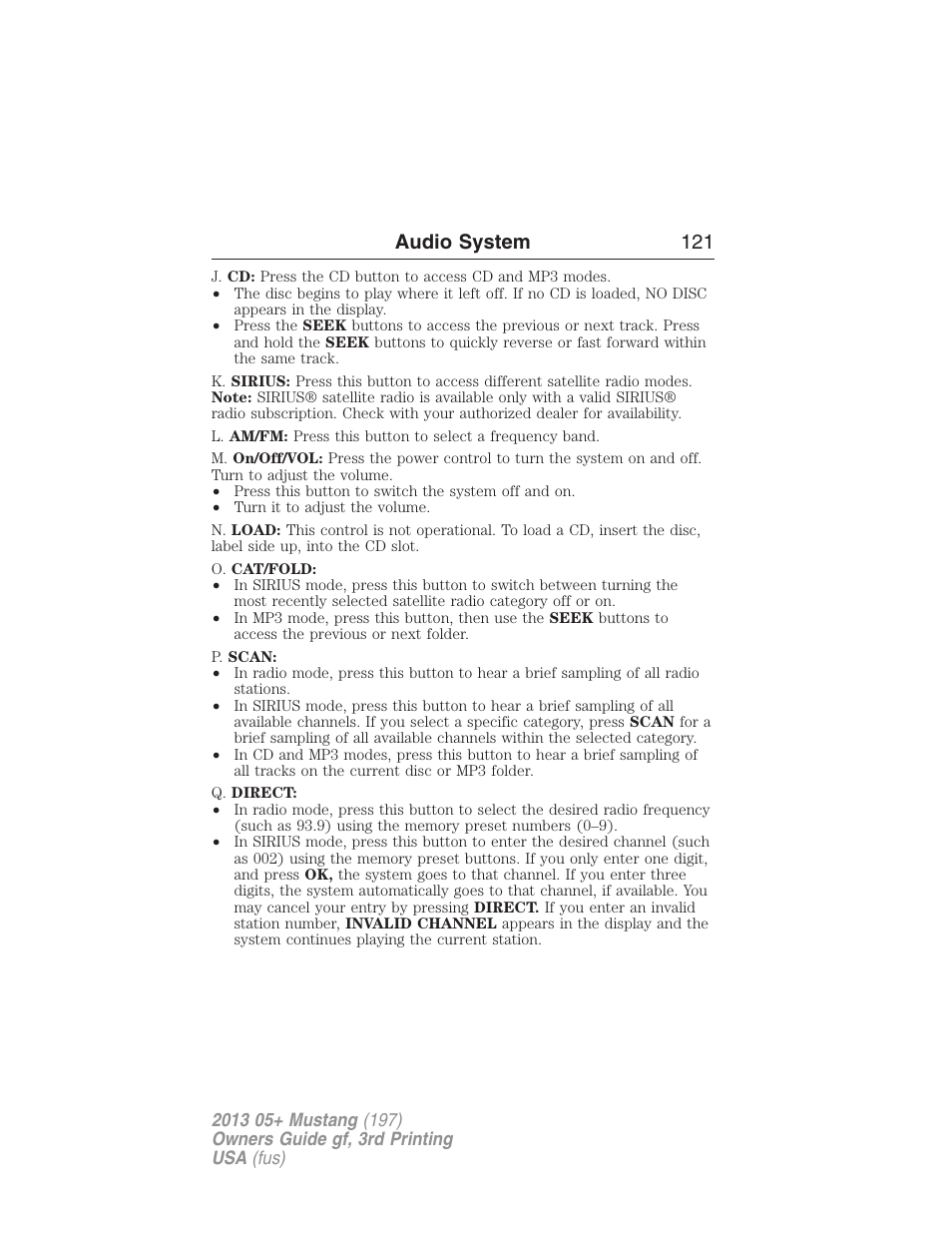 Audio system 121 | FORD 2013 Mustang v.3 User Manual | Page 122 / 447