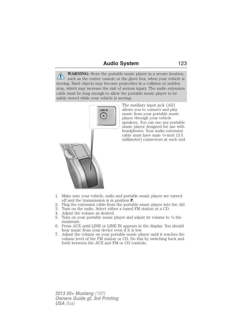 Audio system 123 | FORD 2013 Mustang v.3 User Manual | Page 124 / 447