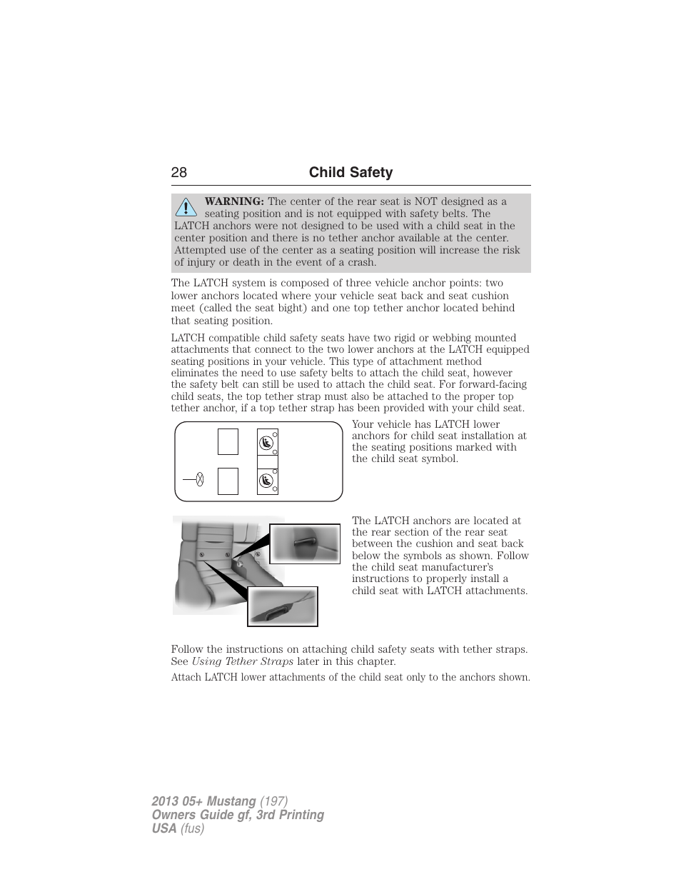 28 child safety | FORD 2013 Mustang v.3 User Manual | Page 29 / 447