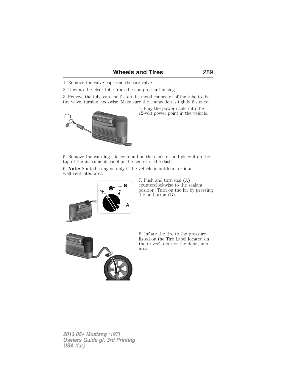 Wheels and tires 289 | FORD 2013 Mustang v.3 User Manual | Page 290 / 447