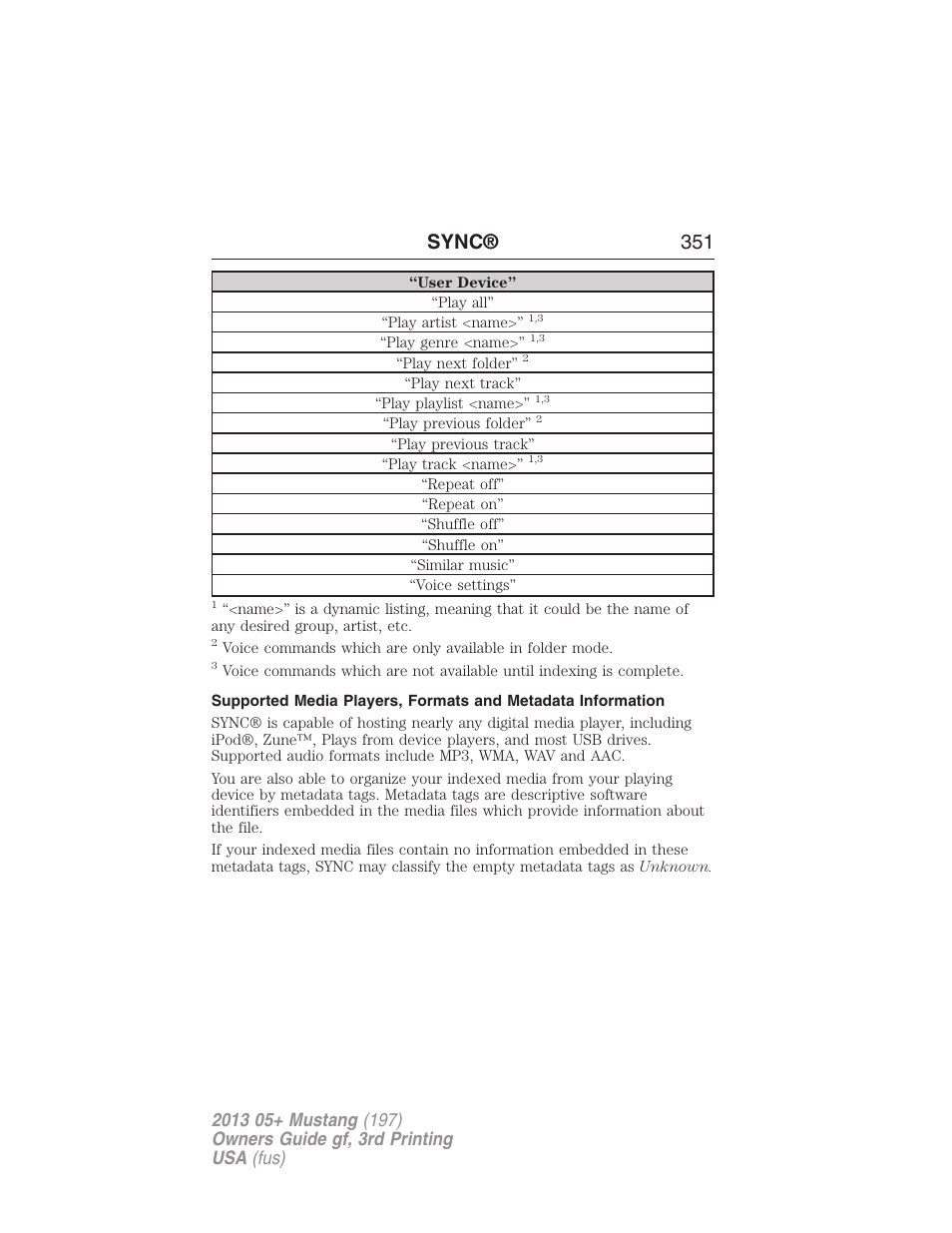 Sync® 351 | FORD 2013 Mustang v.3 User Manual | Page 352 / 447
