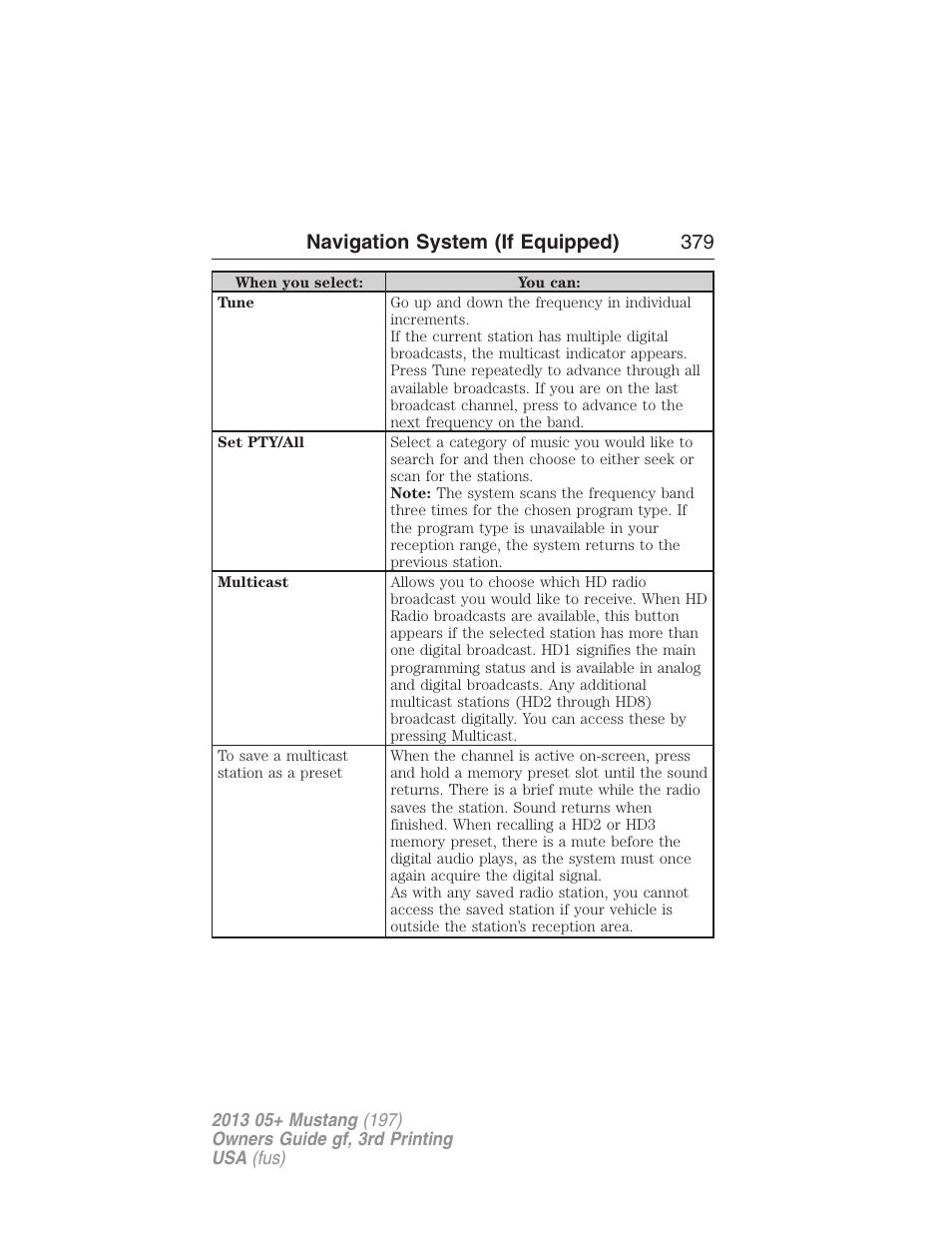 Navigation system (if equipped) 379 | FORD 2013 Mustang v.3 User Manual | Page 380 / 447