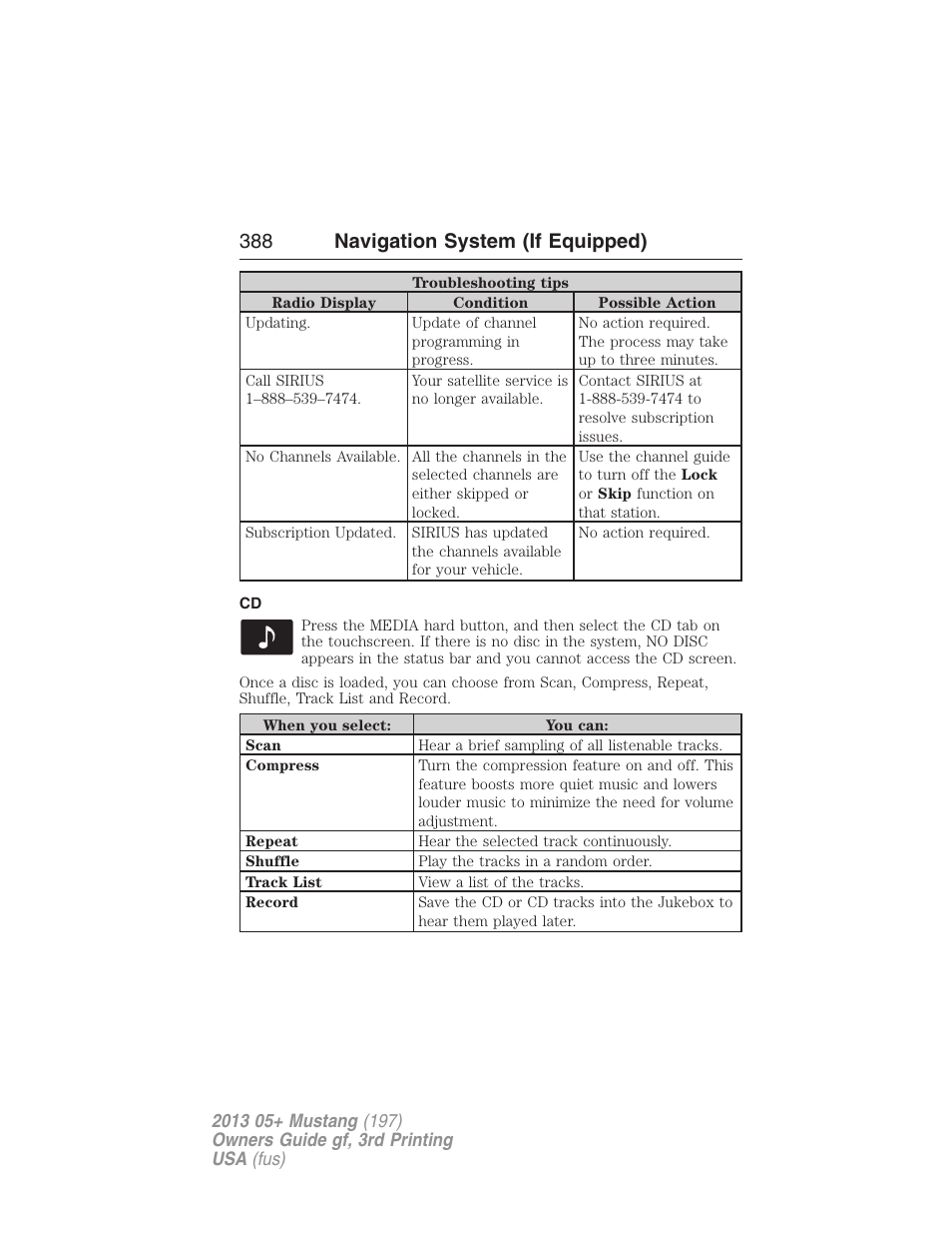 388 navigation system (if equipped) | FORD 2013 Mustang v.3 User Manual | Page 389 / 447