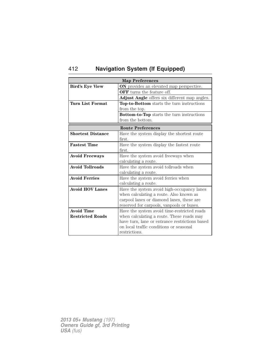 412 navigation system (if equipped) | FORD 2013 Mustang v.3 User Manual | Page 413 / 447
