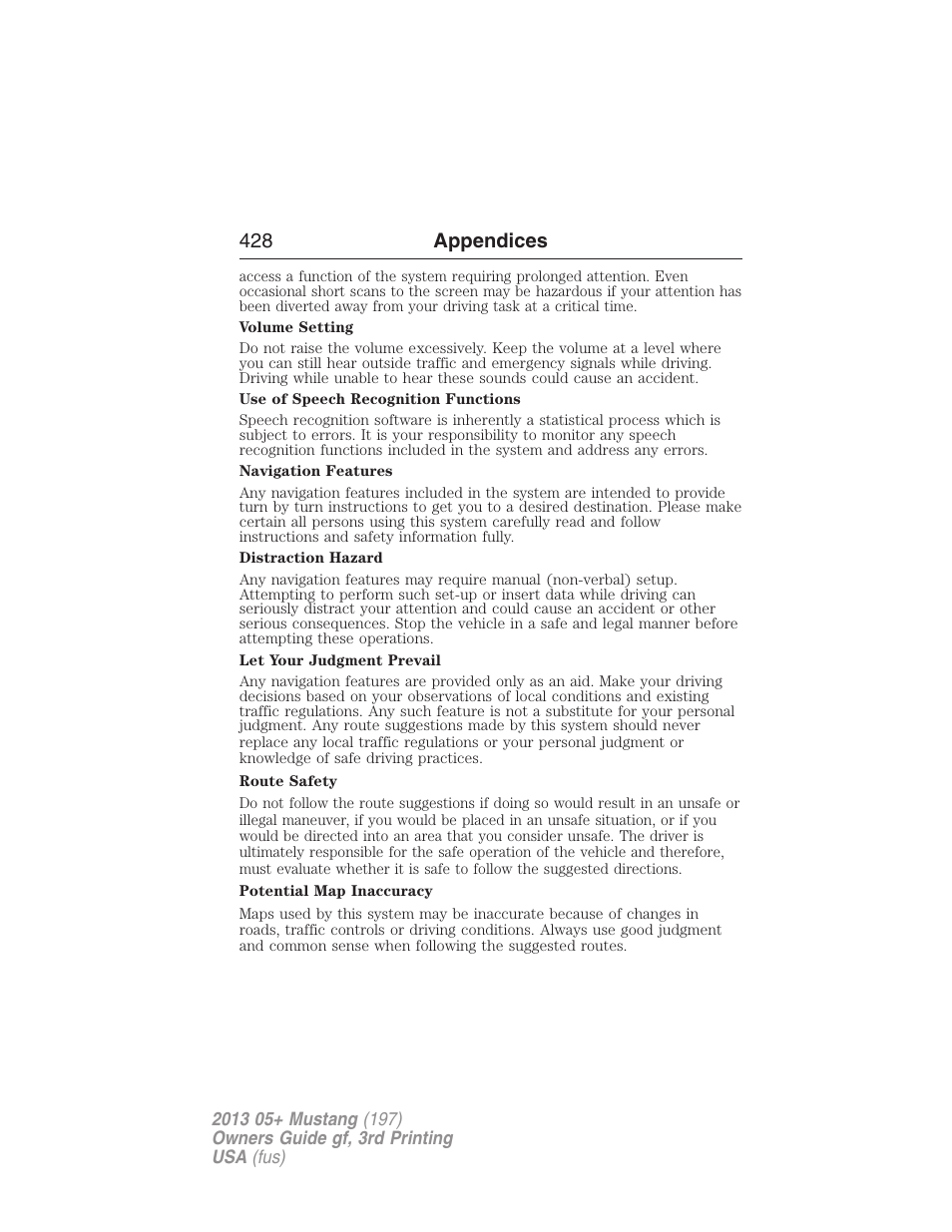 428 appendices | FORD 2013 Mustang v.3 User Manual | Page 429 / 447