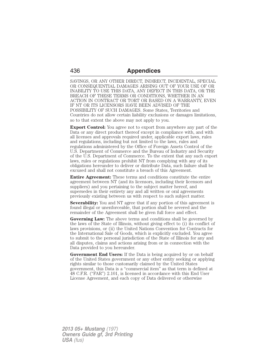 436 appendices | FORD 2013 Mustang v.3 User Manual | Page 437 / 447