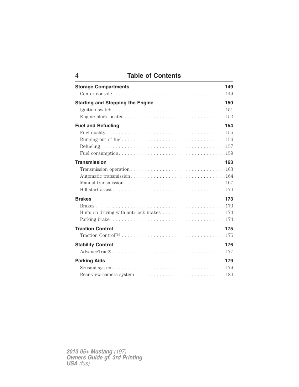 4table of contents | FORD 2013 Mustang v.3 User Manual | Page 5 / 447