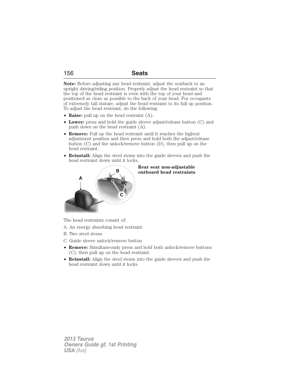 156 seats | FORD 2013 Taurus v.1 User Manual | Page 156 / 541