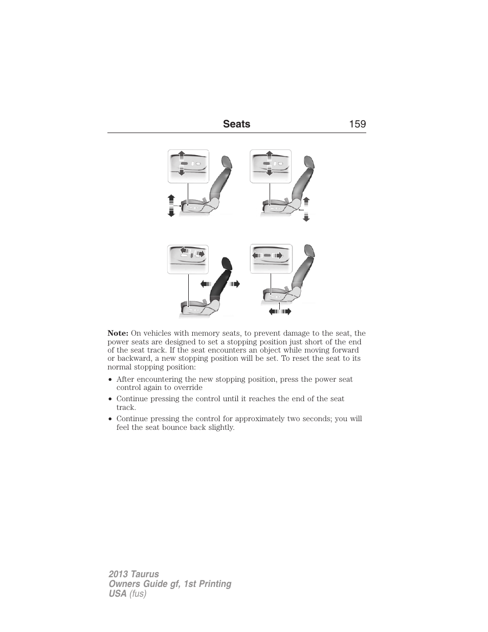 Seats 159 | FORD 2013 Taurus v.1 User Manual | Page 159 / 541