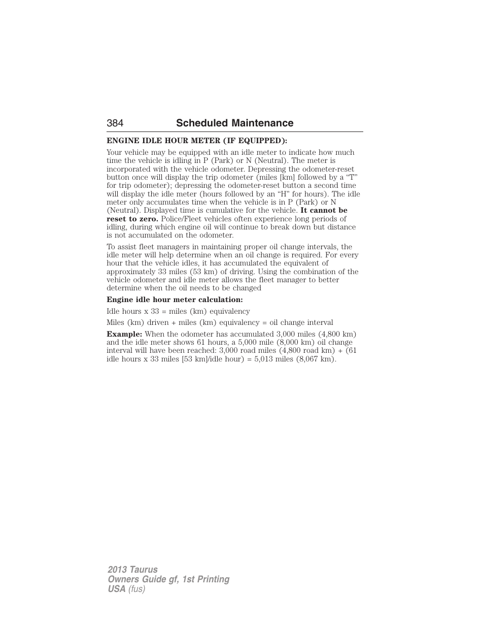 384 scheduled maintenance | FORD 2013 Taurus v.1 User Manual | Page 384 / 541