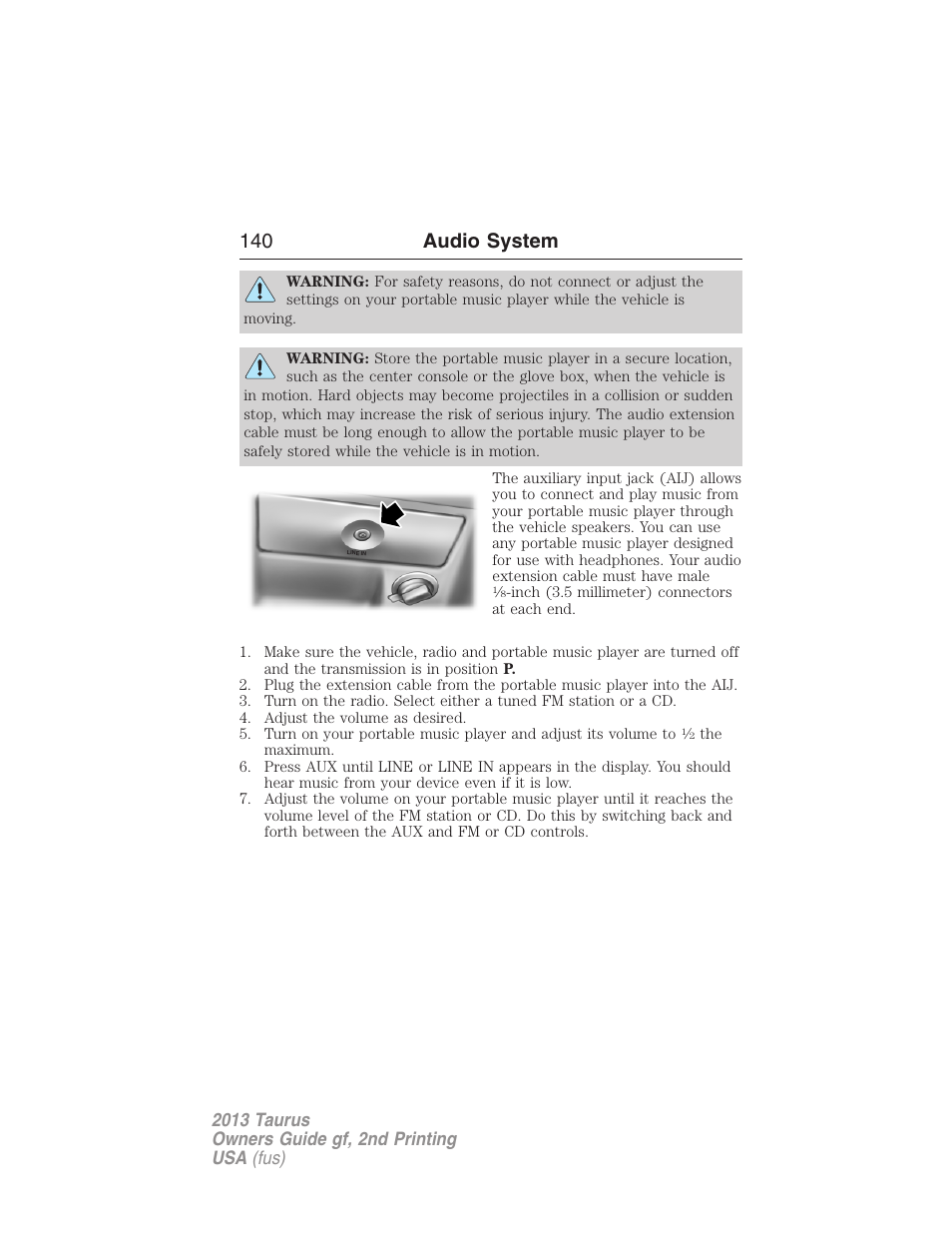 140 audio system | FORD 2013 Taurus v.2 User Manual | Page 140 / 541