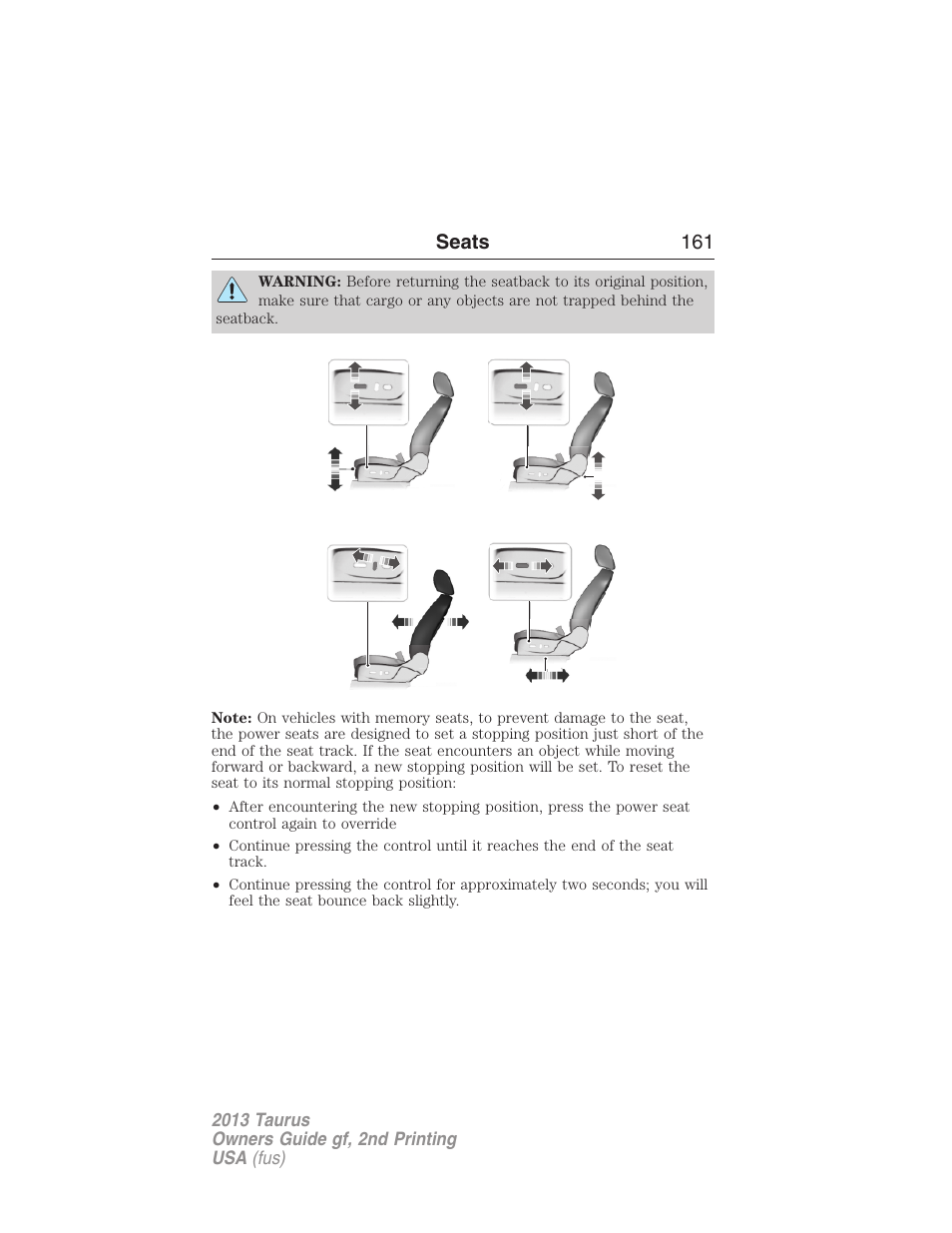 Seats 161 | FORD 2013 Taurus v.2 User Manual | Page 161 / 541