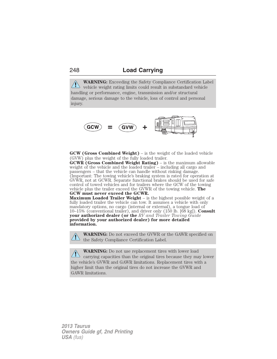 248 load carrying | FORD 2013 Taurus v.2 User Manual | Page 248 / 541