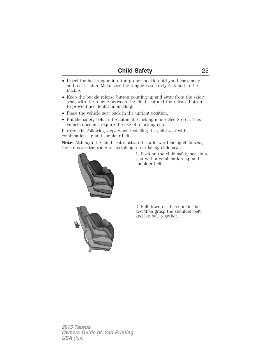 Child safety 25 | FORD 2013 Taurus v.2 User Manual | Page 25 / 541