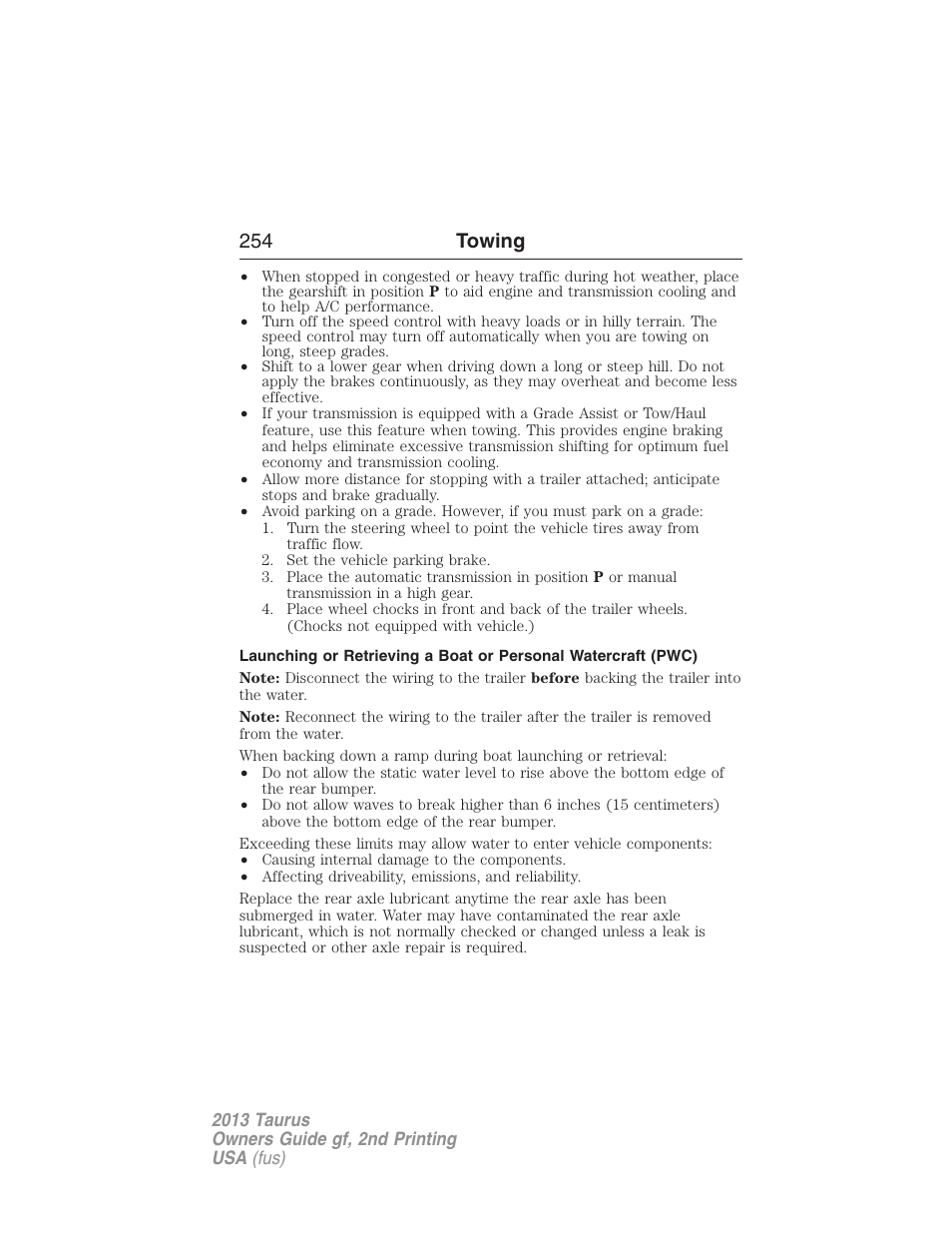 254 towing | FORD 2013 Taurus v.2 User Manual | Page 254 / 541