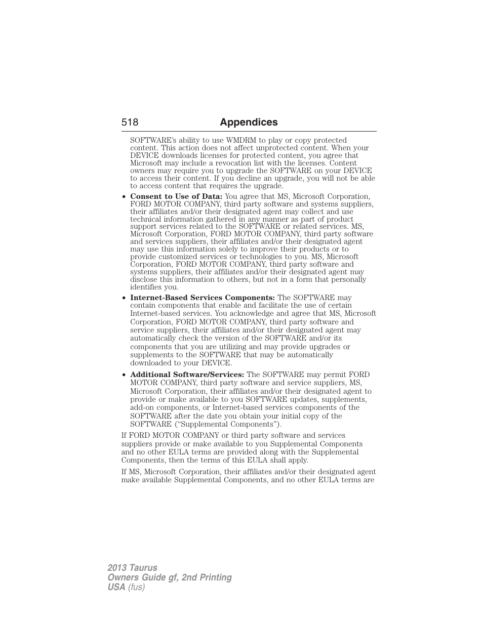 518 appendices | FORD 2013 Taurus v.2 User Manual | Page 518 / 541