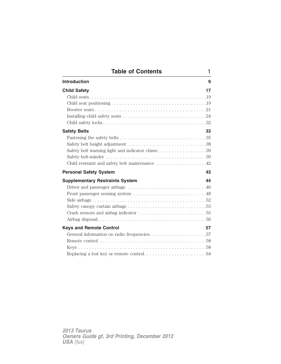 FORD 2013 Taurus v.3 User Manual | Page 2 / 547