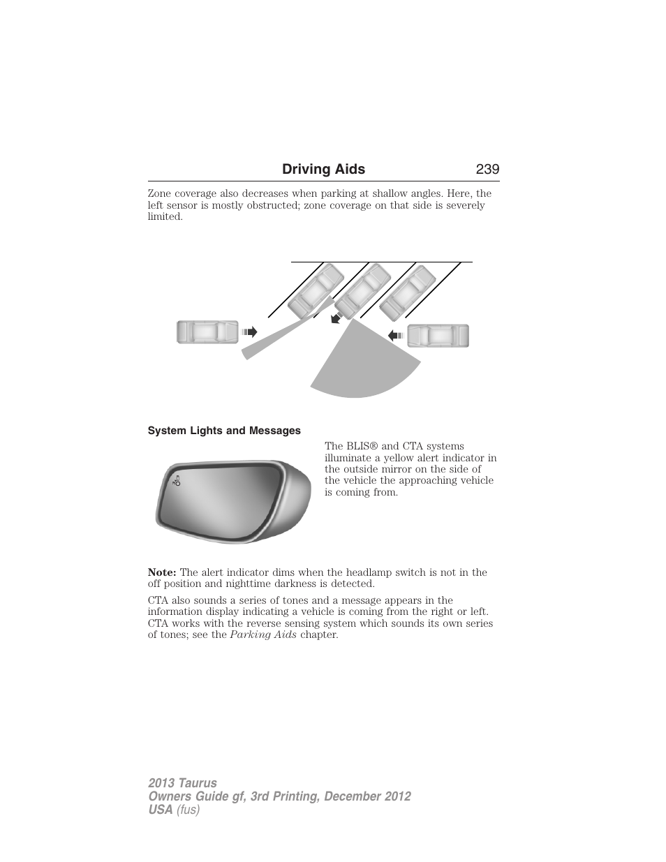 System lights and messages | FORD 2013 Taurus v.3 User Manual | Page 240 / 547