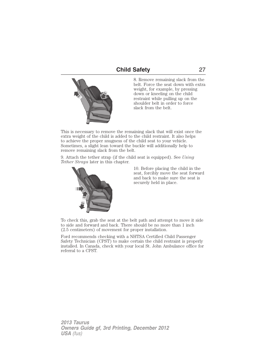 Child safety 27 | FORD 2013 Taurus v.3 User Manual | Page 28 / 547