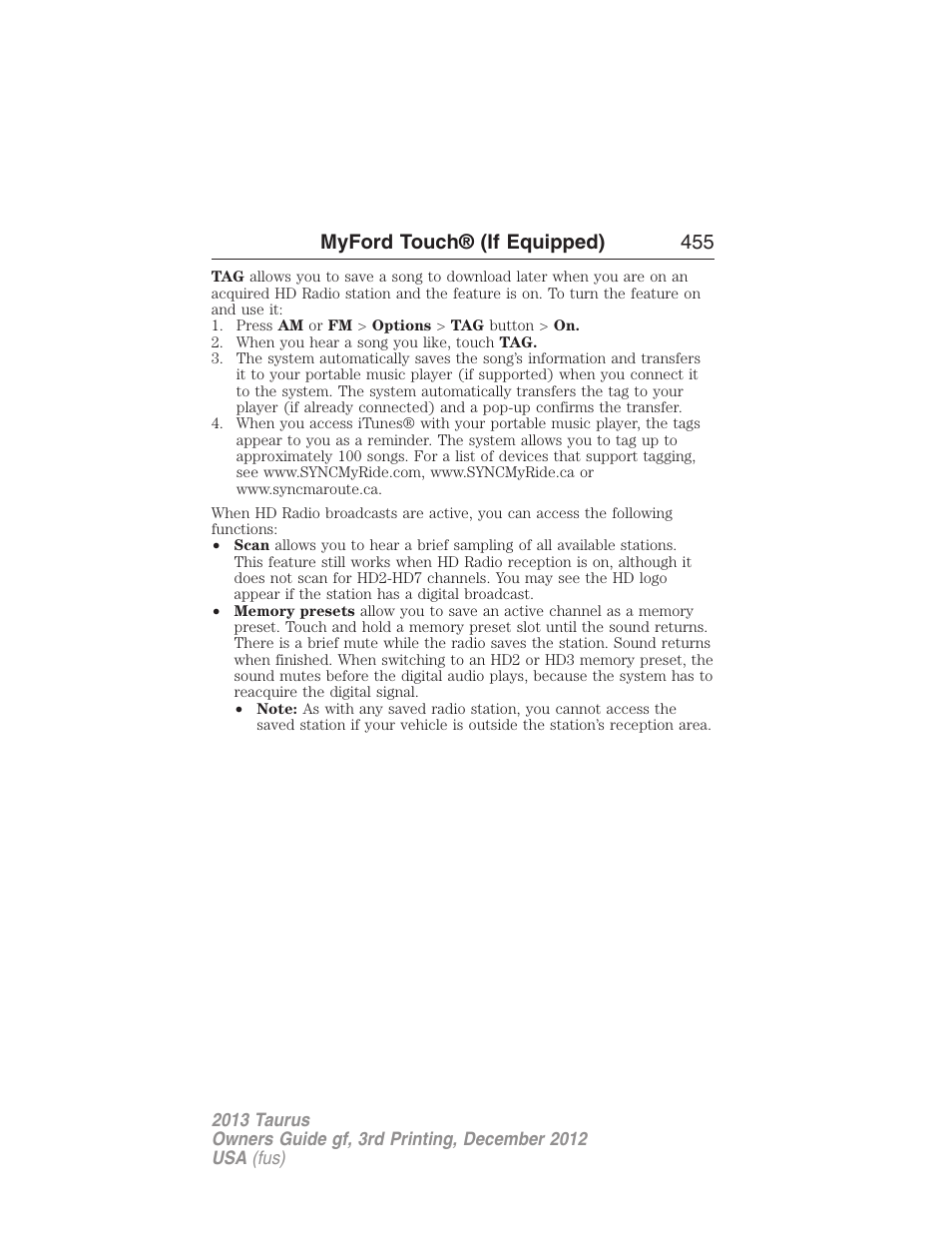 Myford touch® (if equipped) 455 | FORD 2013 Taurus v.3 User Manual | Page 456 / 547