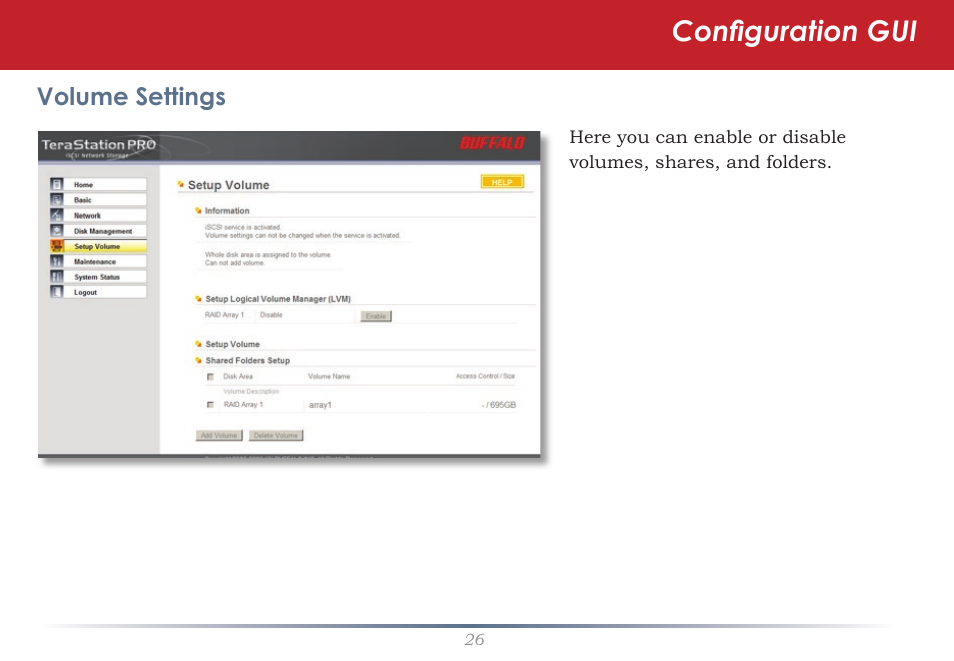 Configuration gui | Buffalo Technology TeraStation TS-ITGL User Manual | Page 26 / 50