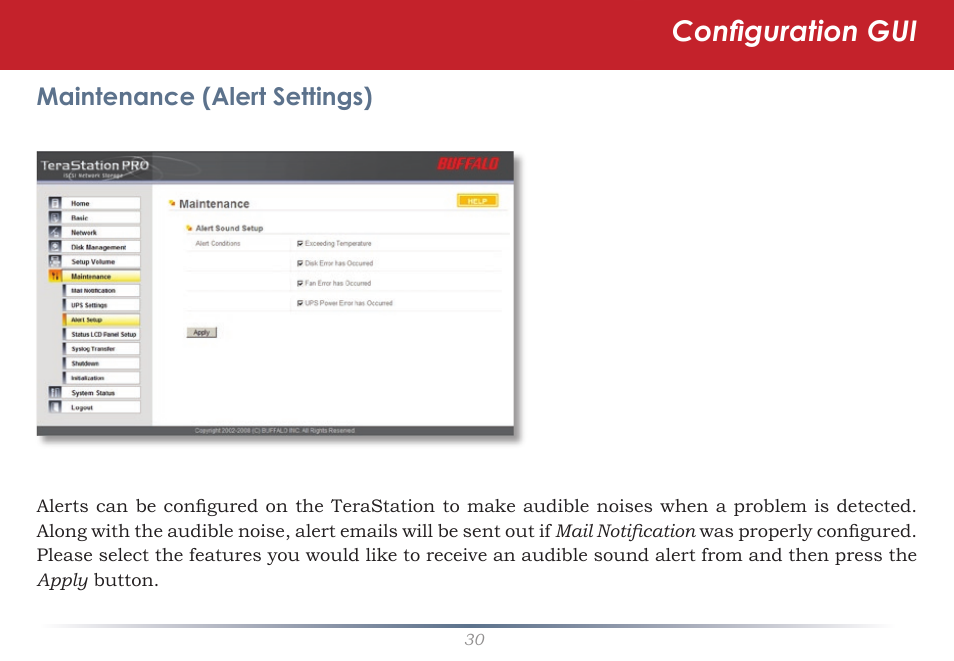 Configuration gui | Buffalo Technology TeraStation TS-ITGL User Manual | Page 30 / 50