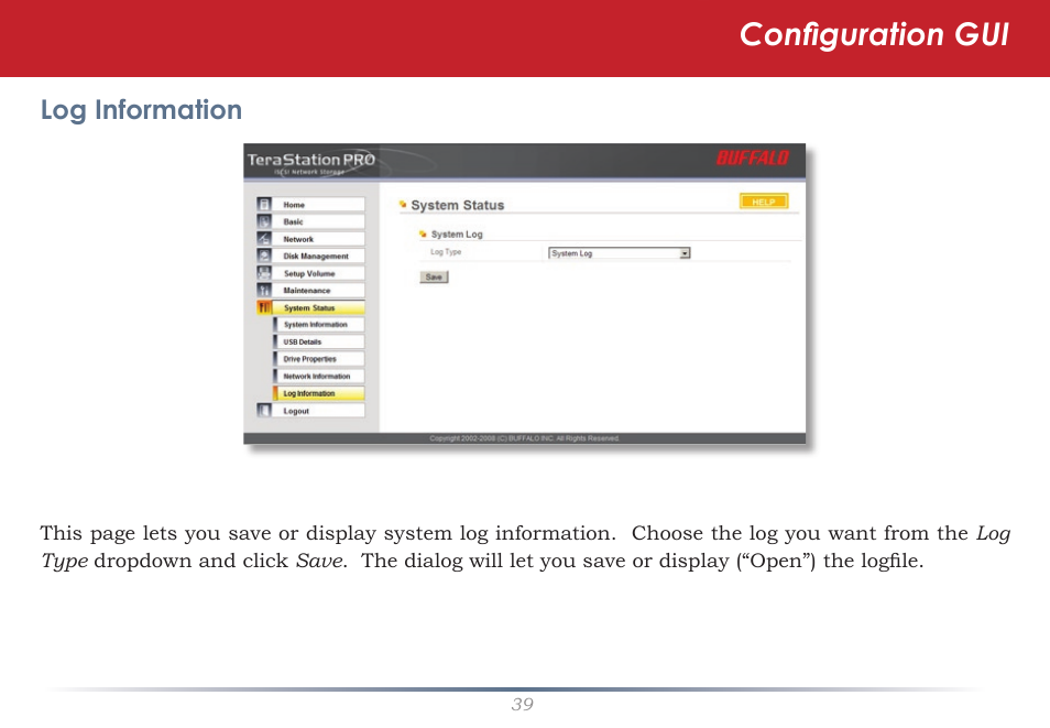 Configuration gui | Buffalo Technology TeraStation TS-ITGL User Manual | Page 39 / 50