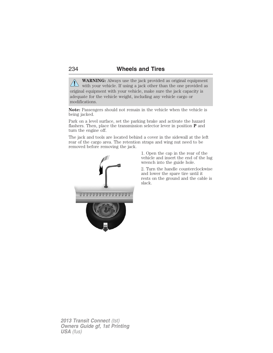 234 wheels and tires | FORD 2013 Transit Connect v.1 User Manual | Page 235 / 317