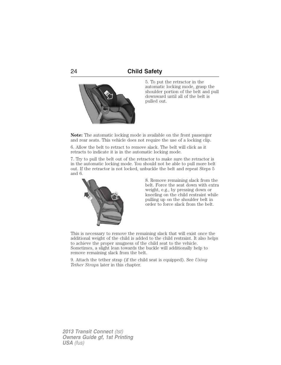 24 child safety | FORD 2013 Transit Connect v.1 User Manual | Page 25 / 317
