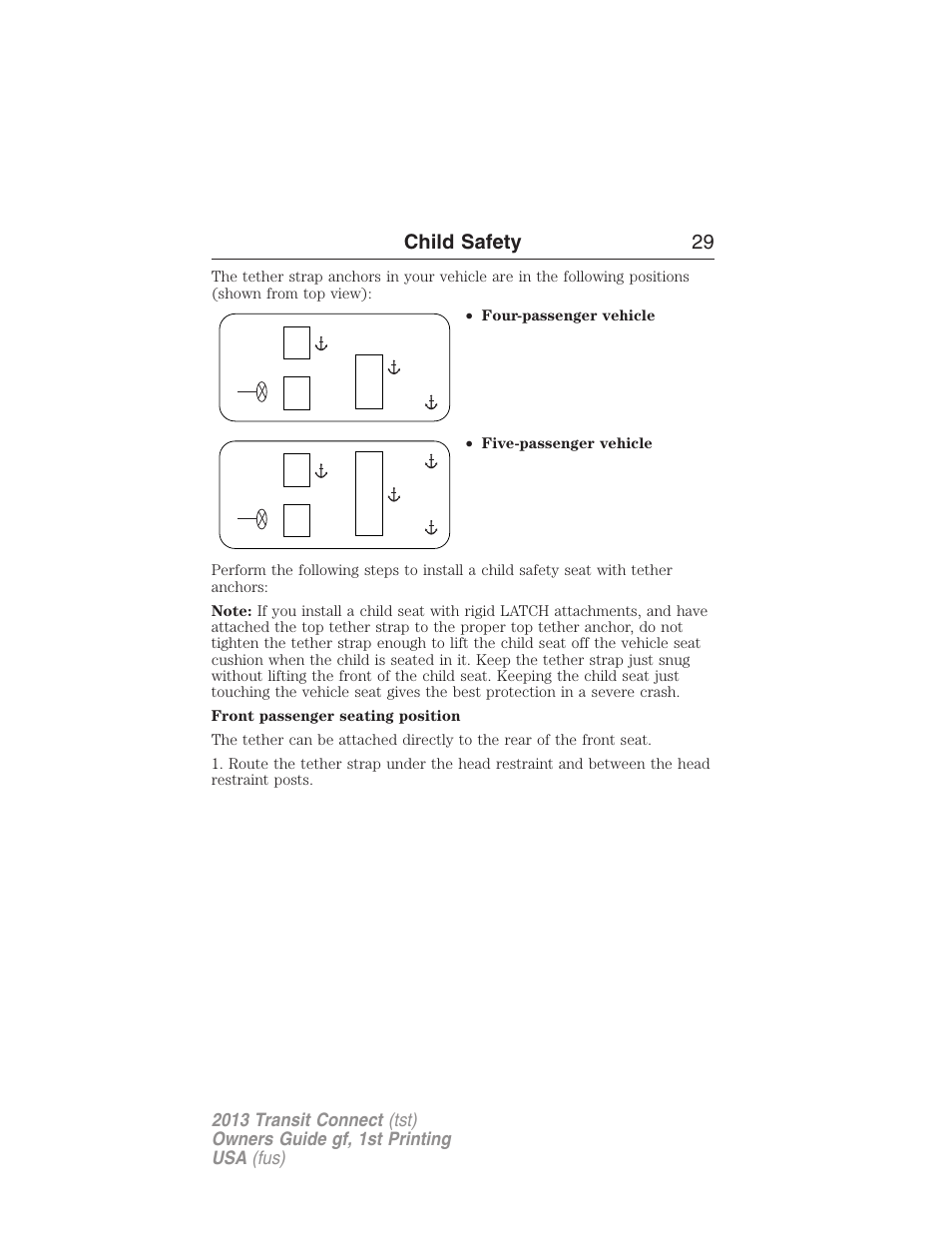 Child safety 29 | FORD 2013 Transit Connect v.1 User Manual | Page 30 / 317