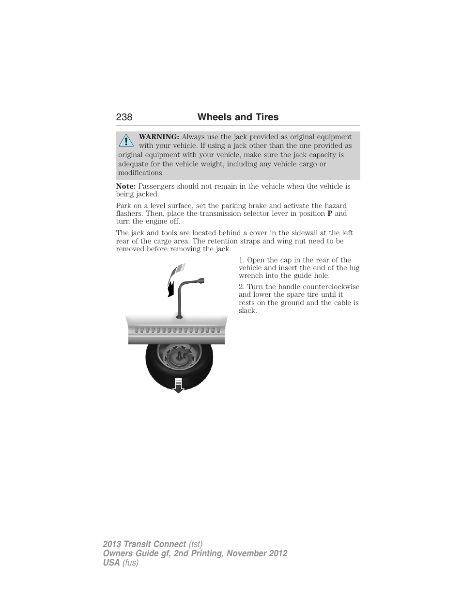 238 wheels and tires | FORD 2013 Transit Connect v.2 User Manual | Page 239 / 321