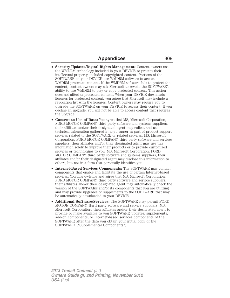Appendices 309 | FORD 2013 Transit Connect v.2 User Manual | Page 310 / 321