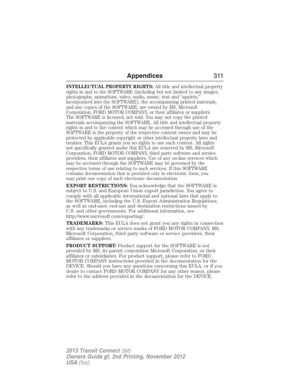 FORD 2013 Transit Connect v.2 User Manual | Page 312 / 321