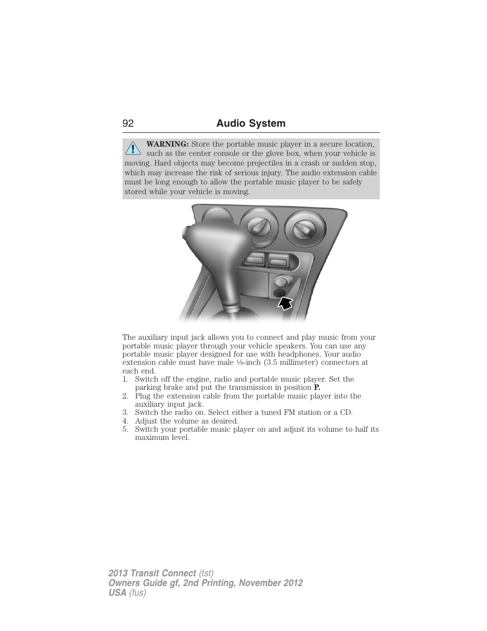 92 audio system | FORD 2013 Transit Connect v.2 User Manual | Page 93 / 321