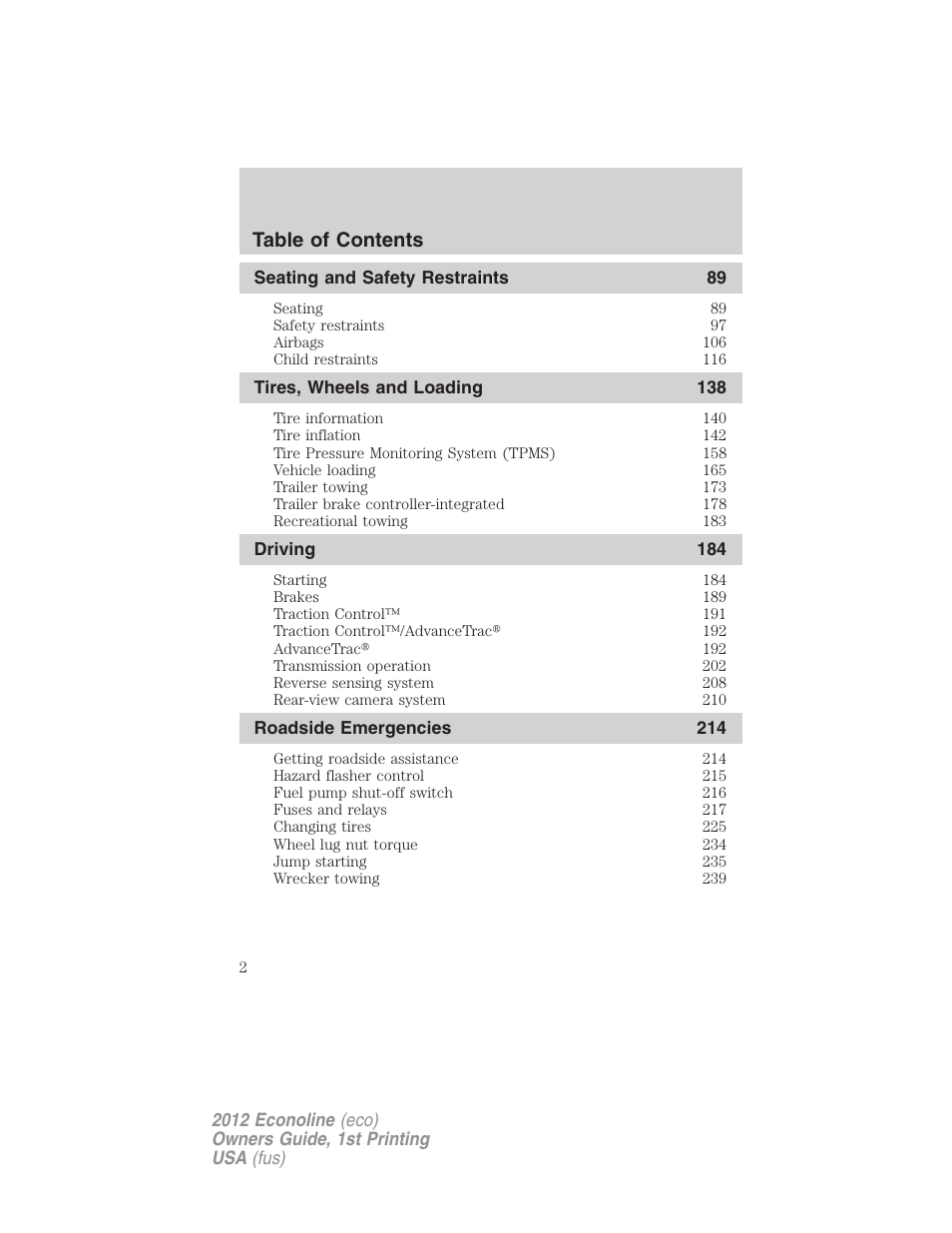 FORD 2012 E-450 User Manual | Page 2 / 335