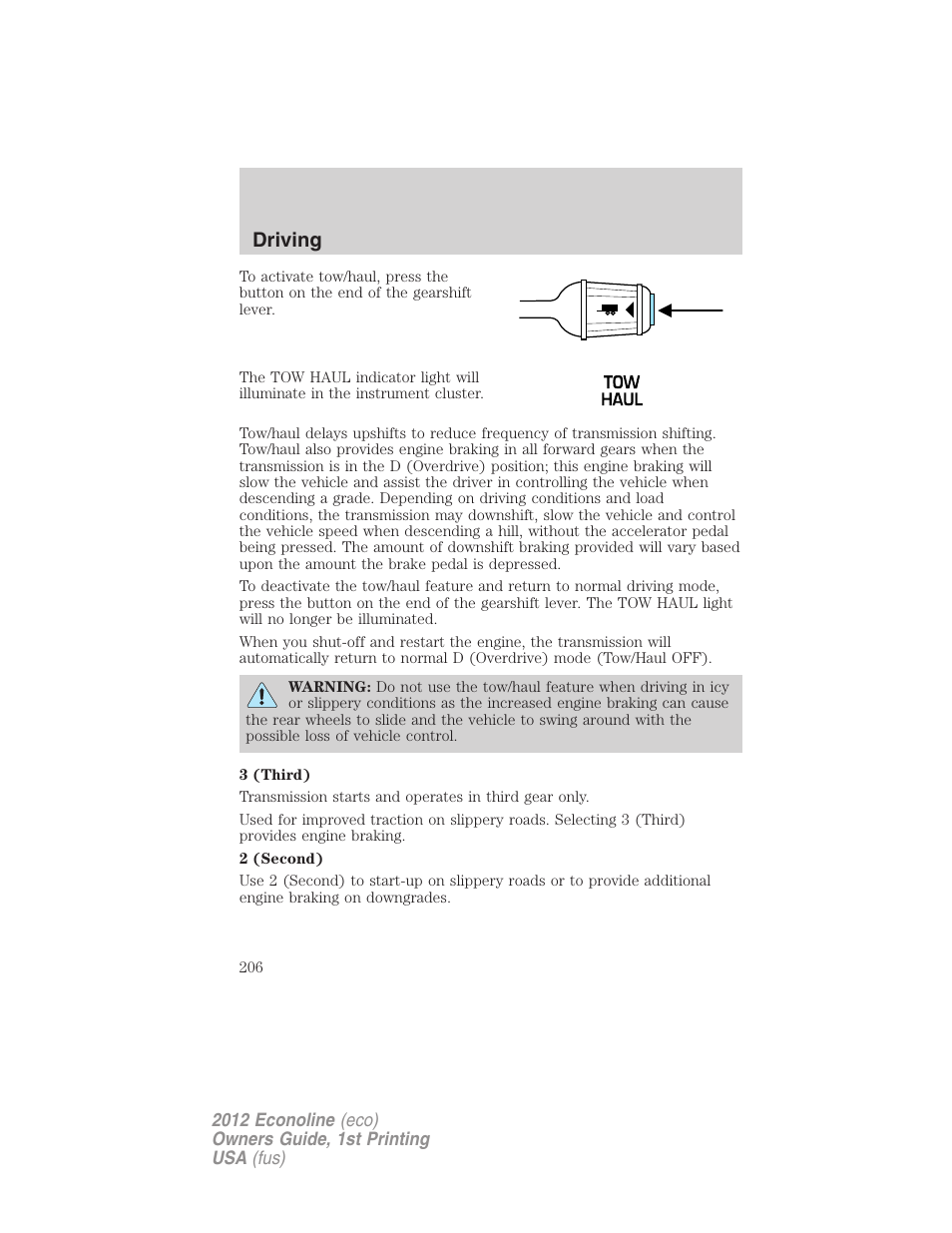 Driving | FORD 2012 E-450 User Manual | Page 206 / 335