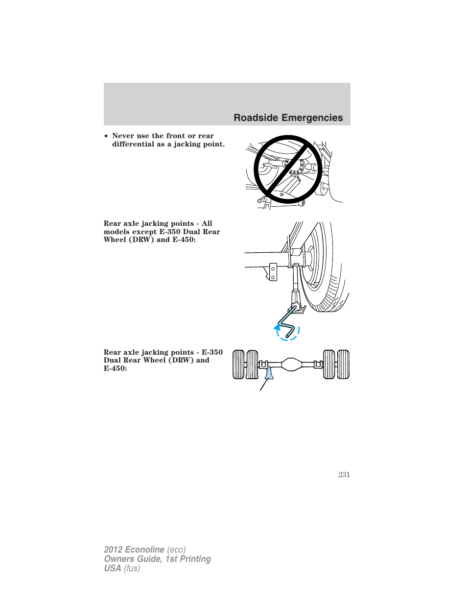 Roadside emergencies | FORD 2012 E-450 User Manual | Page 231 / 335