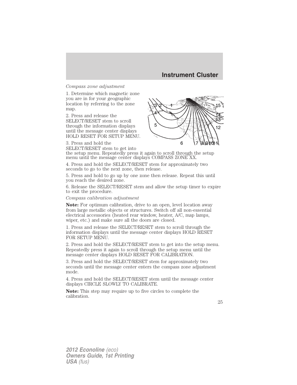 Instrument cluster | FORD 2012 E-450 User Manual | Page 25 / 335