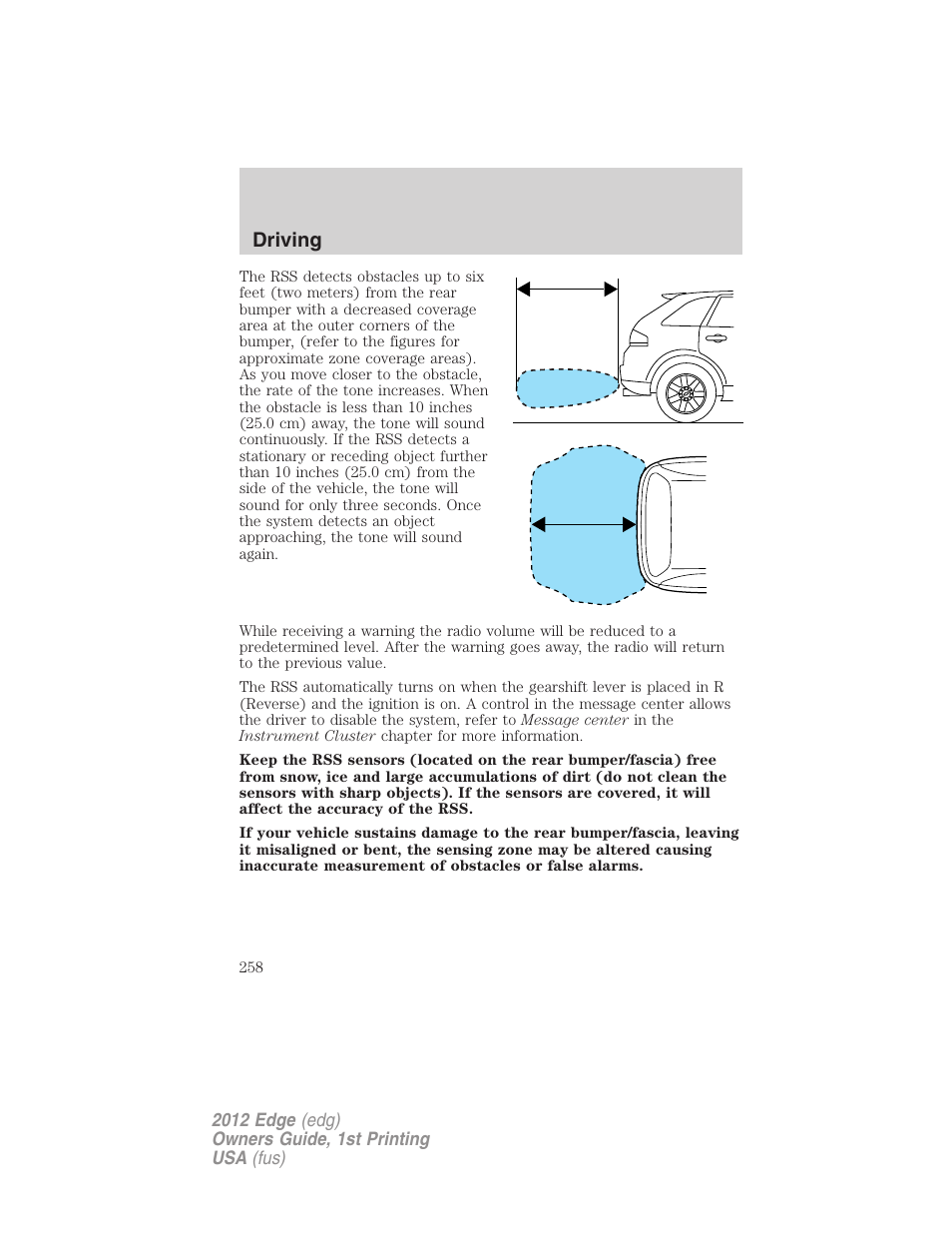 Driving | FORD 2012 Edge User Manual | Page 258 / 396