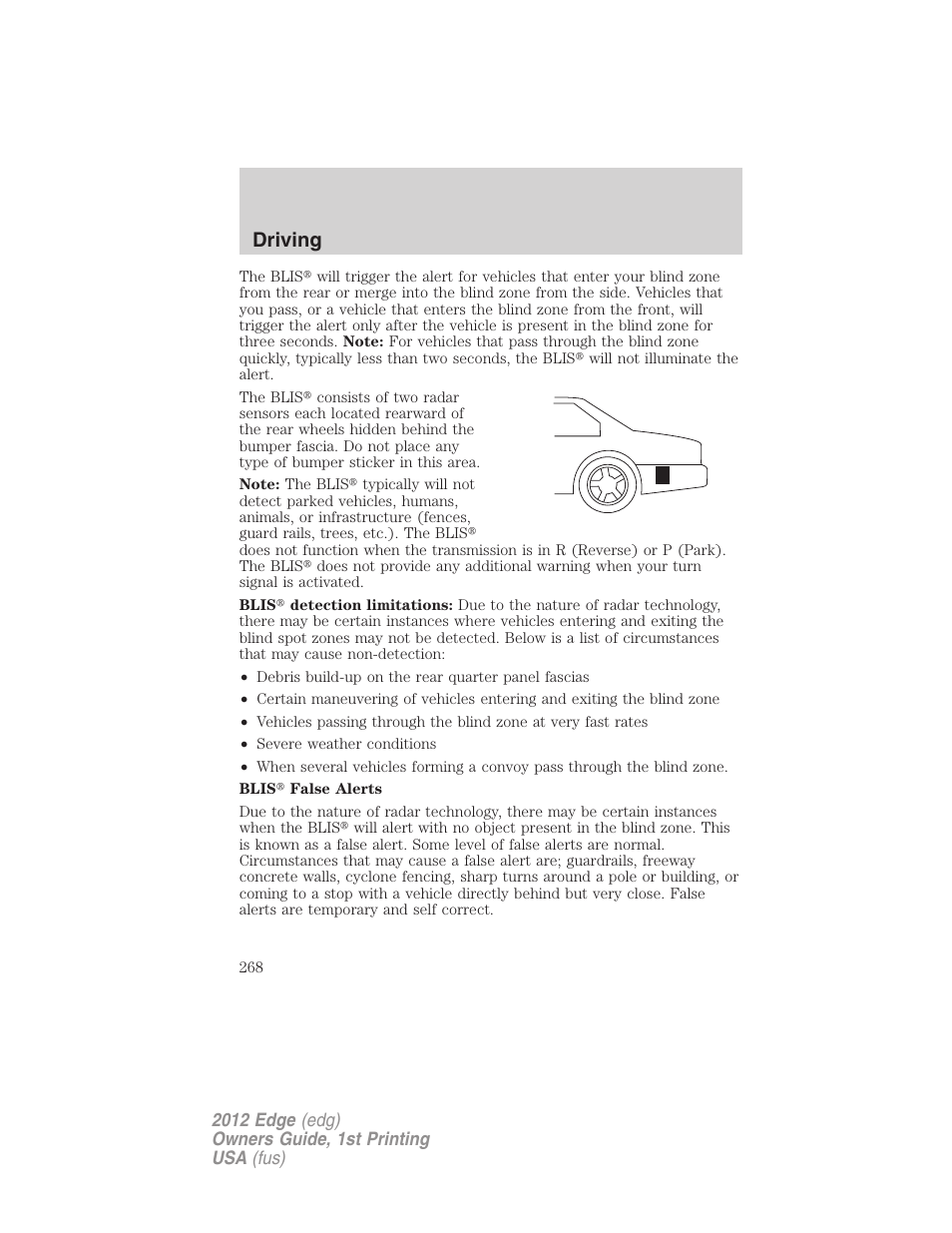 Driving | FORD 2012 Edge User Manual | Page 268 / 396