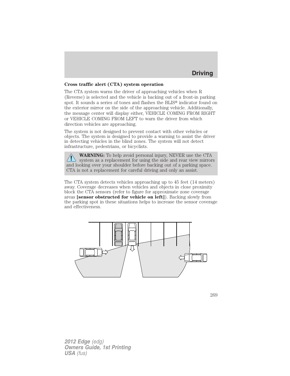 Driving | FORD 2012 Edge User Manual | Page 269 / 396