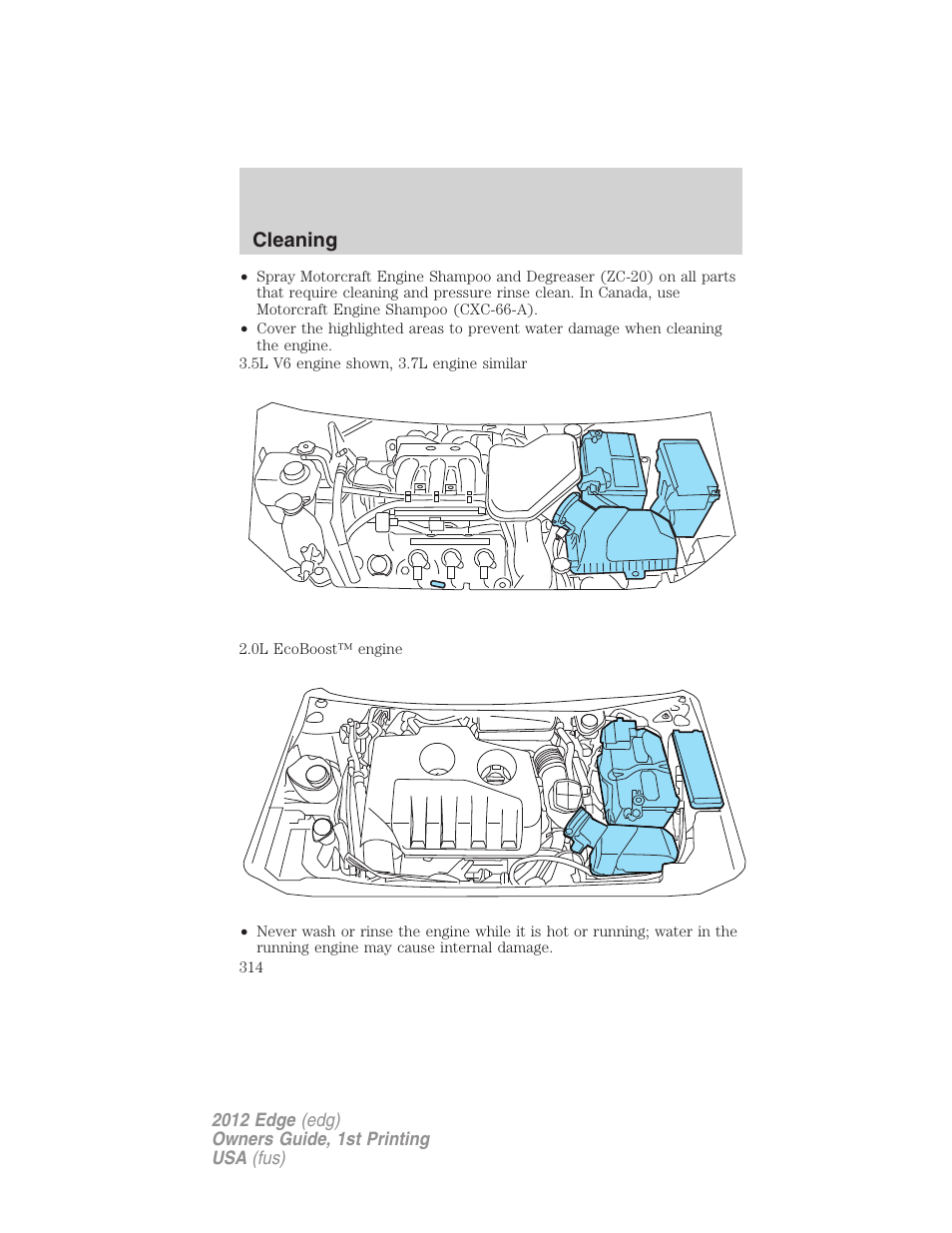 Cleaning | FORD 2012 Edge User Manual | Page 314 / 396