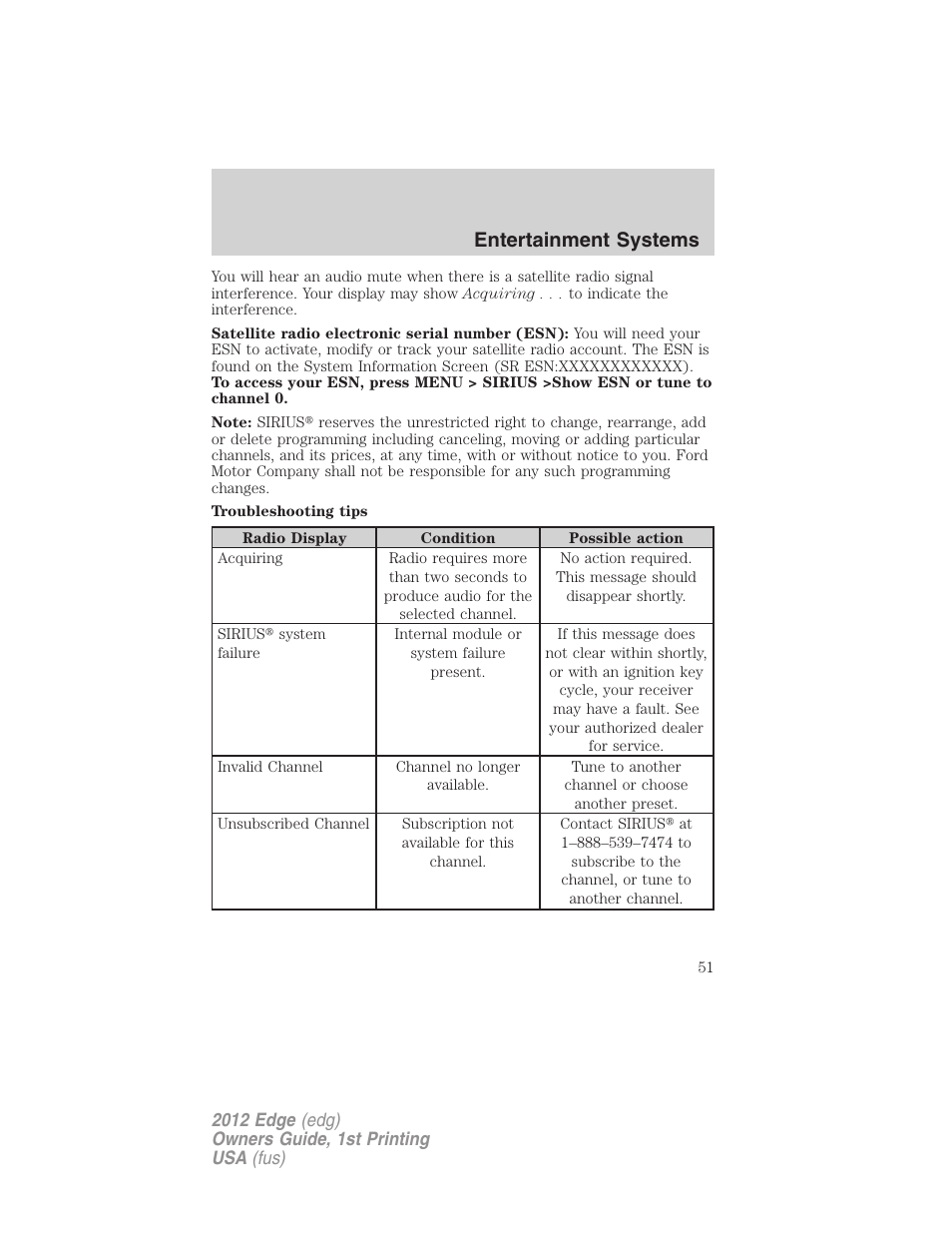 Entertainment systems | FORD 2012 Edge User Manual | Page 51 / 396