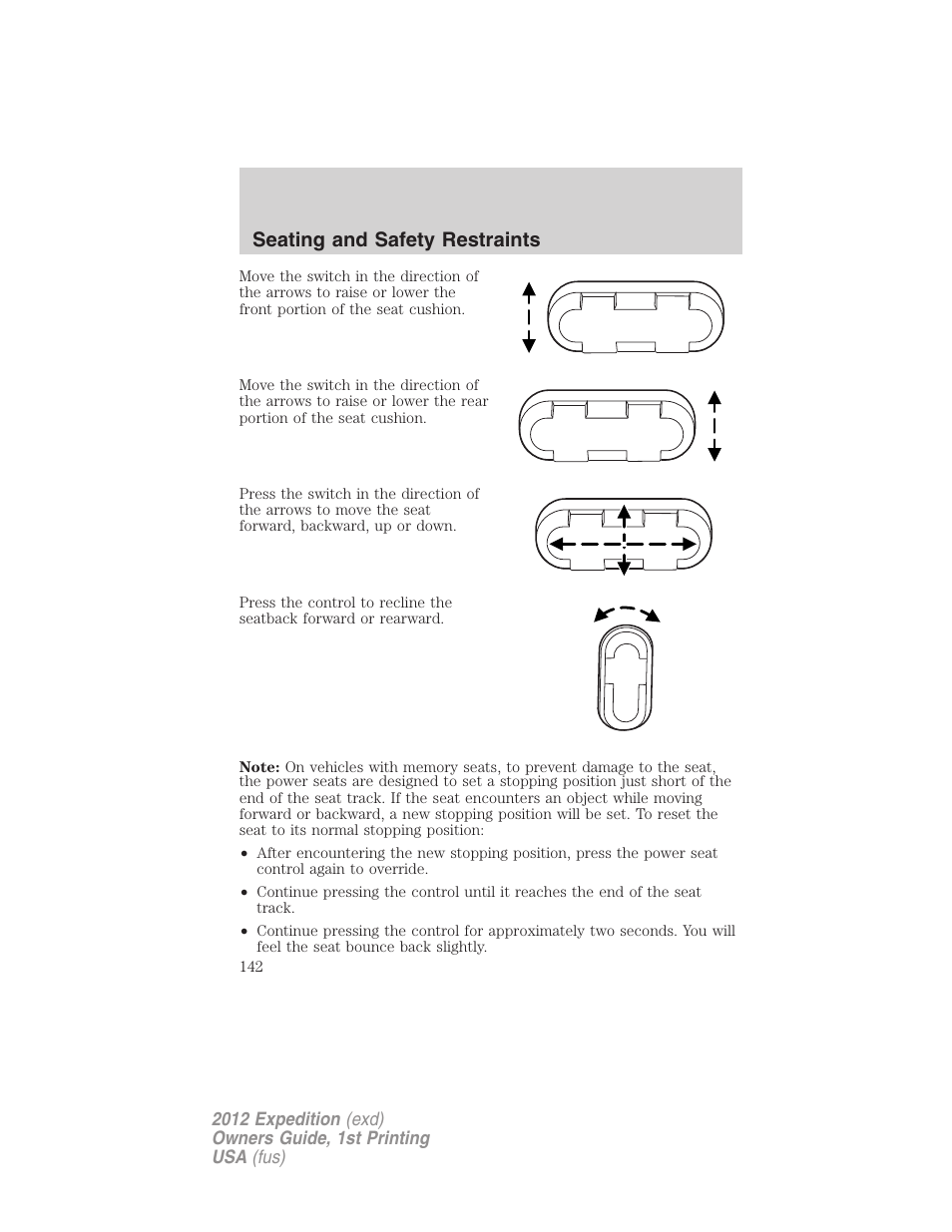 Seating and safety restraints | FORD 2012 Expedition v.1 User Manual | Page 142 / 400