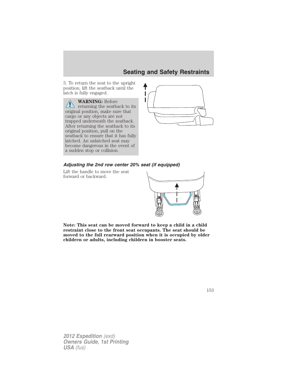 Seating and safety restraints | FORD 2012 Expedition v.1 User Manual | Page 153 / 400